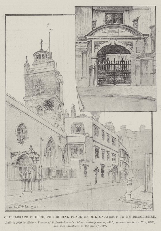 Chiesa di Cripplegate, il luogo di sepoltura di Milton, in procinto di essere demolita da Alfred Hugh Fisher