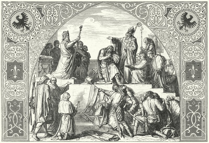 Il battesimo del capo sassone Widukind, 785 da Alfred Rethel