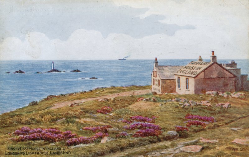 Prima e ultima casa in Inghilterra e faro di Longships, Lands End da Alfred Robert Quinton