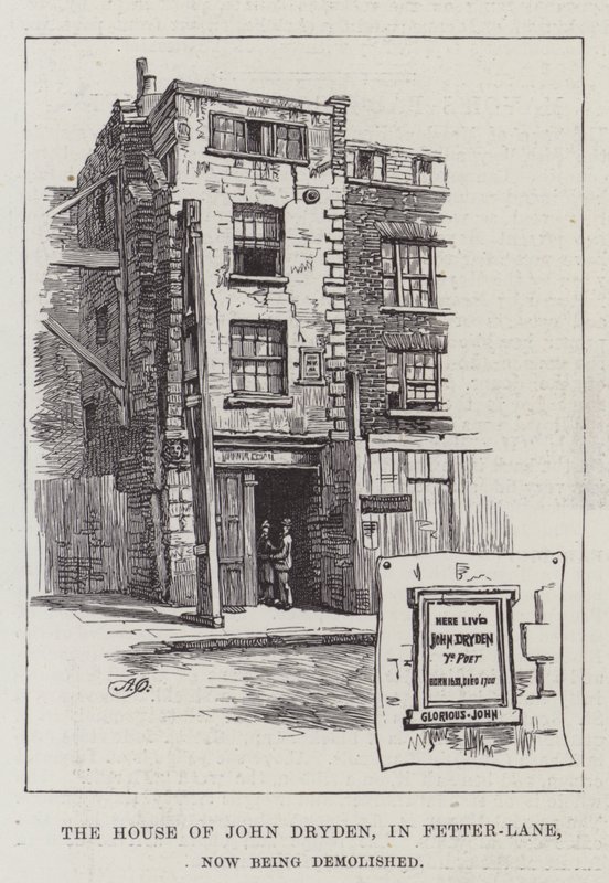 La casa di John Dryden, in Fetter-Lane, ora in demolizione da Alfred Robert Quinton
