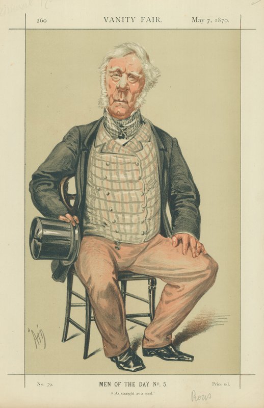Ammiraglio Rous, dritto come una canna, 7 maggio 1870, caricatura di Vanity Fair da Alfred Thompson