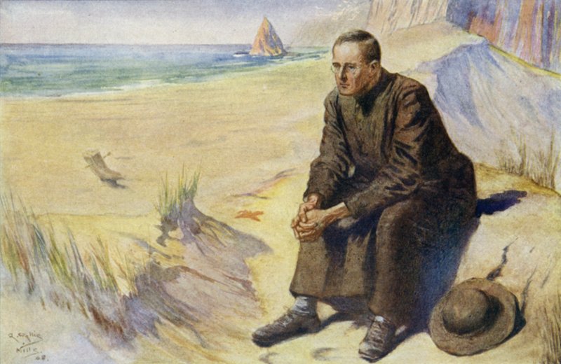 Padre Damien, missionario cattolico belga, nella sua missione alla colonia di lebbrosi a Molokai, Hawaii da Alfred Wallis Mills