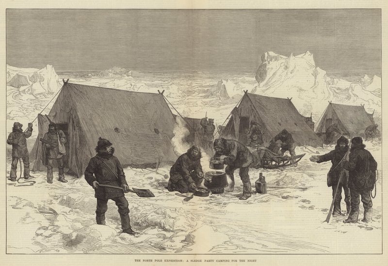 La Spedizione al Polo Nord, un Gruppo con Slitta che si accampa per la Notte da Alfred William Hunt