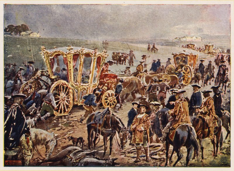 Re Giovanni V del Portogallo in viaggio verso il confine spagnolo da Alfredo Roque Gameiro