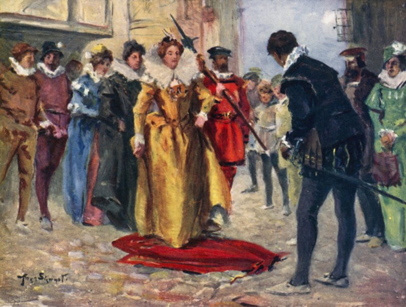 Raleigh Si Tolse il Mantello Colorato e Lo Stese sul Tratto Fangoso da Allan (after) Stewart