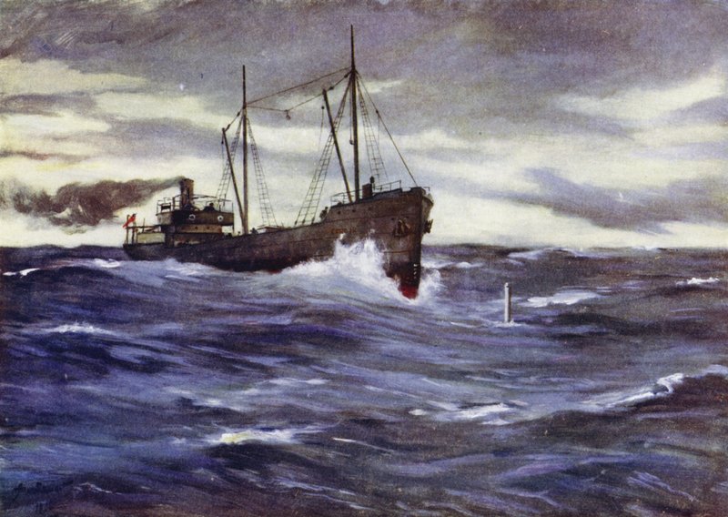 Il carboniere Thordis sta per speronare un sottomarino tedesco da Allan (after) Stewart