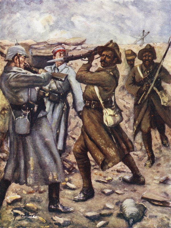 Il primo indiano a vincere la Victoria Cross - Naik Darwan Singh Negi, Festubert, Francia, novembre 1914 (litografia a colori) da Allan (after) Stewart