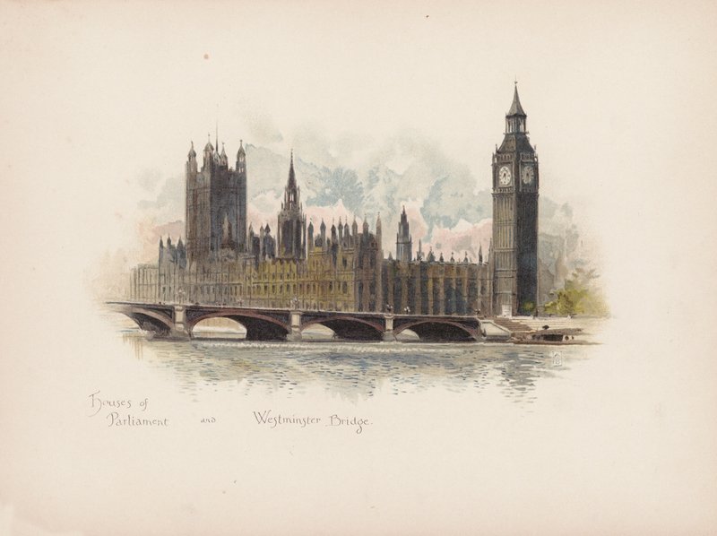 Londra Familiare: Case del Parlamento e Ponte di Westminster da Allan F. Barraud