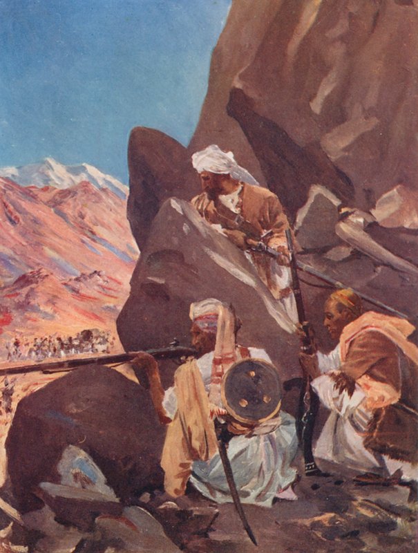Truppe di montagna che sparano a una forza britannica sul confine nord-occidentale da Allan Stewart