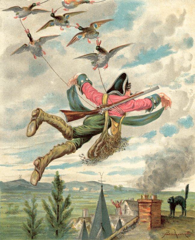 Avventure del Barone di Münchhausen (cromolitografia) da Alphonse Adolphe Bichard