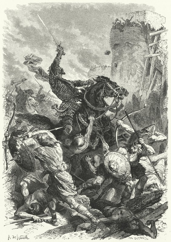 Il conte Oddone difende Parigi contro i Normanni, 886 da Alphonse Marie de (after) Neuville