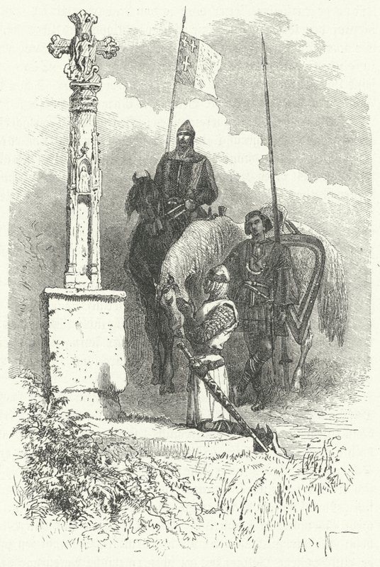 Ferdinando I di León che prega davanti a una croce da Alphonse Marie de (after) Neuville
