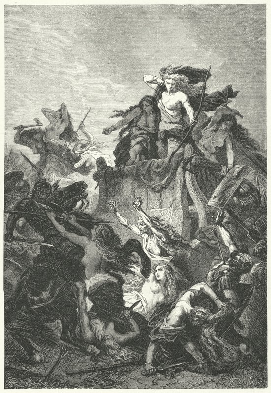 Donne germaniche che difendono il loro campo fino alla morte da Alphonse Marie de (after) Neuville