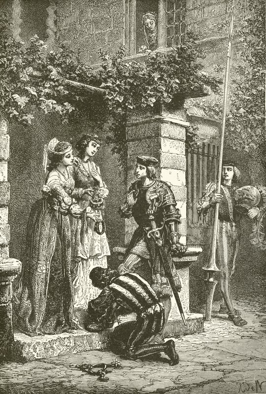 Bayard che saluta le signore di Brescia da Alphonse Marie de Neuville