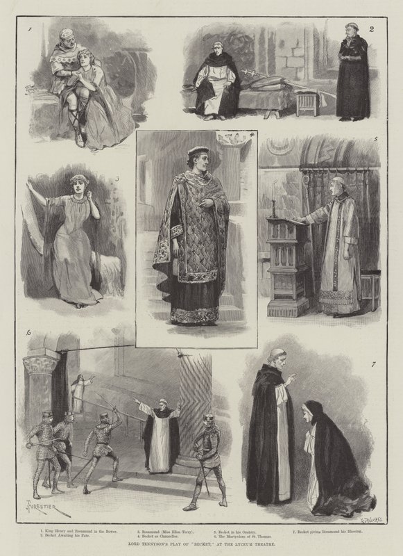 Il dramma di Becket di Lord Tennyson, al Lyceum Theatre da Amedee Forestier