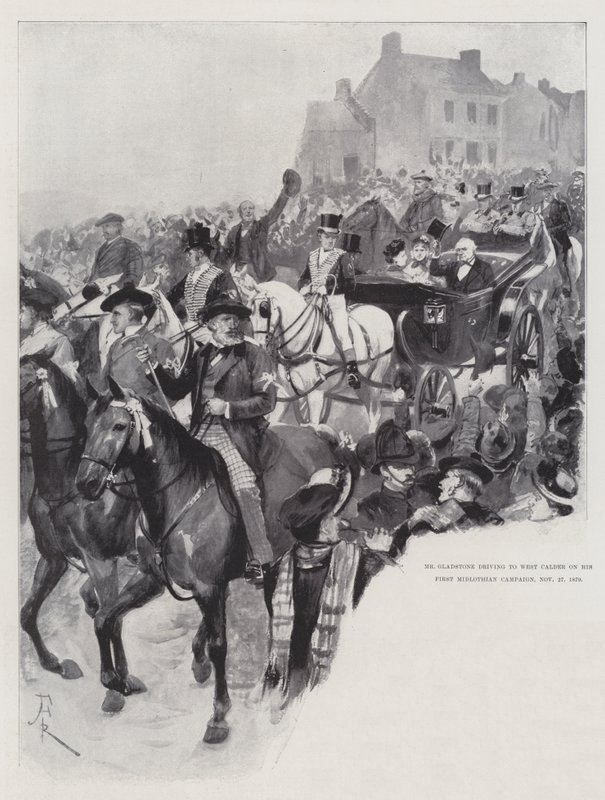 Mr Gladstone in viaggio verso West Calder nella sua prima campagna di Midlothian, 27 novembre 1879 da Amedee Forestier