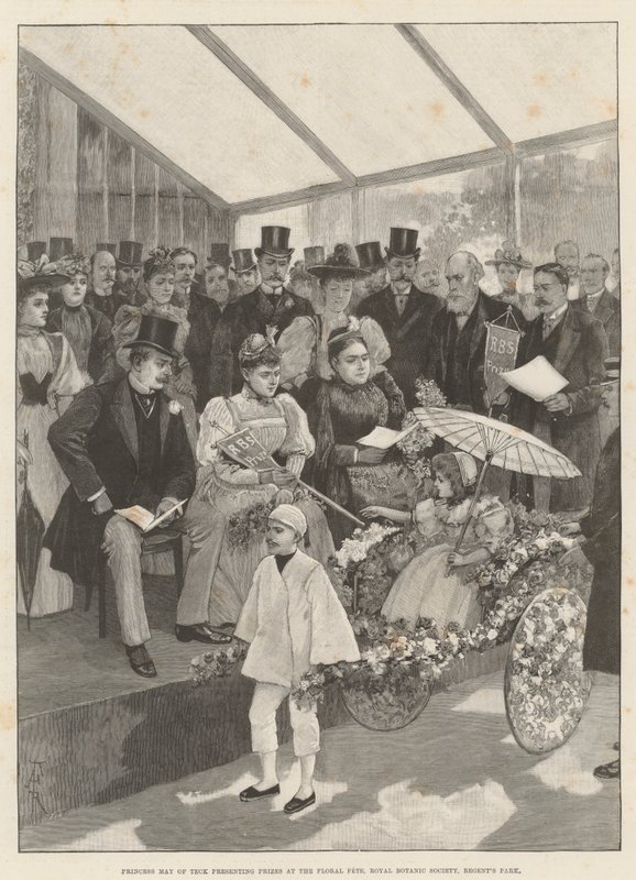 La principessa May di Teck presenta i premi alla Festa dei Fiori, Royal Botanic Society, Regent