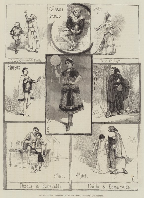 Schizzi da Esmeralda, la nuova opera, al Drury-Lane Theatre da Amedee Forestier