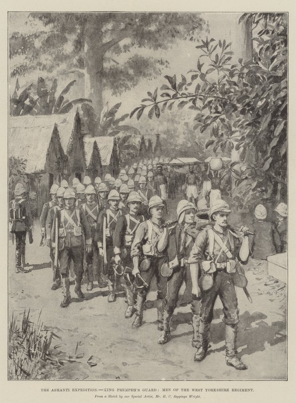 La spedizione Ashanti, la guardia del re Prempeh, uomini del reggimento del West Yorkshire da Amedee Forestier