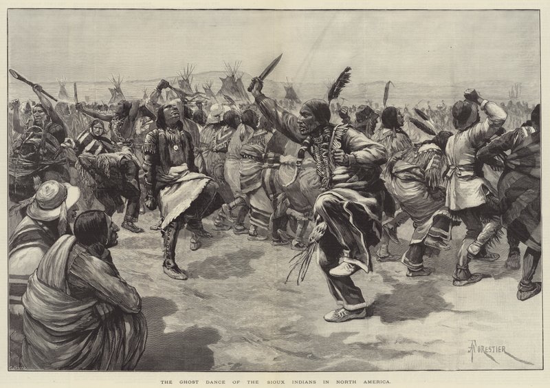 La danza degli spiriti degli indiani Sioux in Nord America da Amedee Forestier