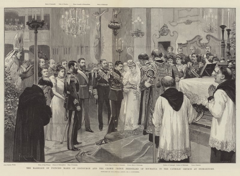 Il matrimonio della Principessa Maria di Edimburgo e del Principe Ereditario Ferdinando di Romania nella Chiesa Cattolica di Sigmaringen da Amedee Forestier
