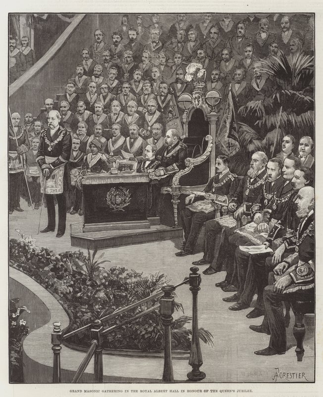 Grande raduno massonico alla Royal Albert Hall in onore del Giubileo della Regina da Amedee Forestier