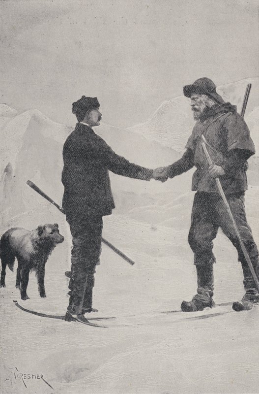 Incontro degli esploratori polari Frederick George Jackson e Fridtjof Nansen, Terra di Francesco Giuseppe, 1896 da Amedee Forestier