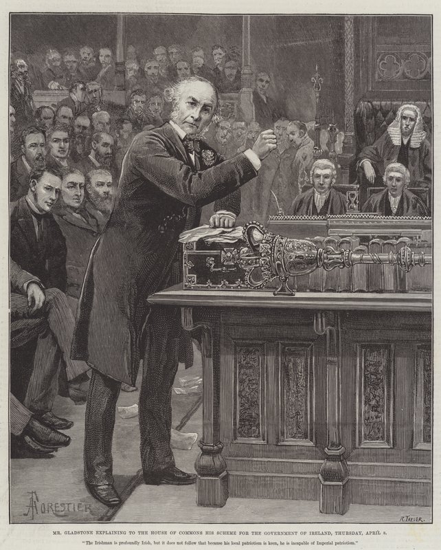 Il Sig. Gladstone che spiega alla Camera dei Comuni il suo Schema per il Governo dell