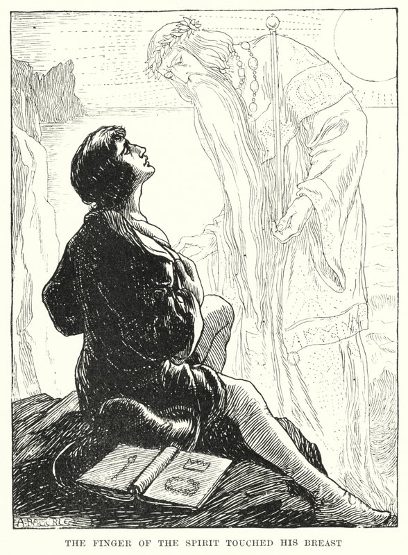 Il dito dello spirito toccò il suo petto (incisione) da Amelia M. (attr.to) Bowerley or Bauerle