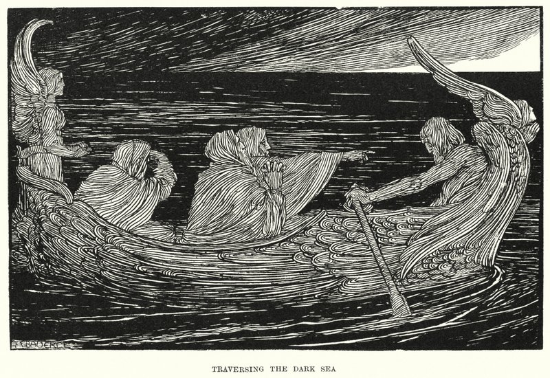 Attraversando il mare oscuro (incisione) da Amelia M. (attr.to) Bowerley or Bauerle