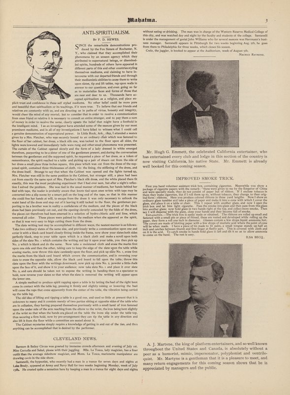 Anti-Spiritualismo, F D Hewes, Hugh G Emmett, A J Martvne da American School