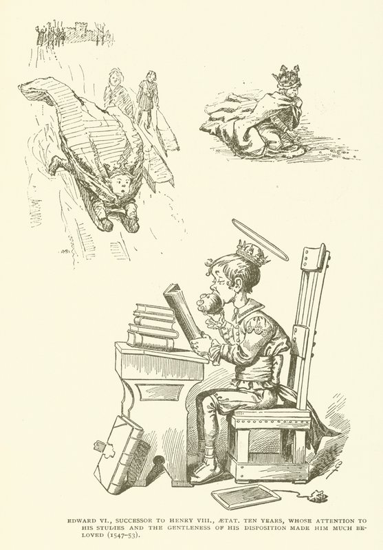 Edoardo VI, Successore di Enrico VIII, aetat dieci anni, la cui attenzione agli studi e la gentilezza del suo carattere lo resero molto amato (1547-53) da American School