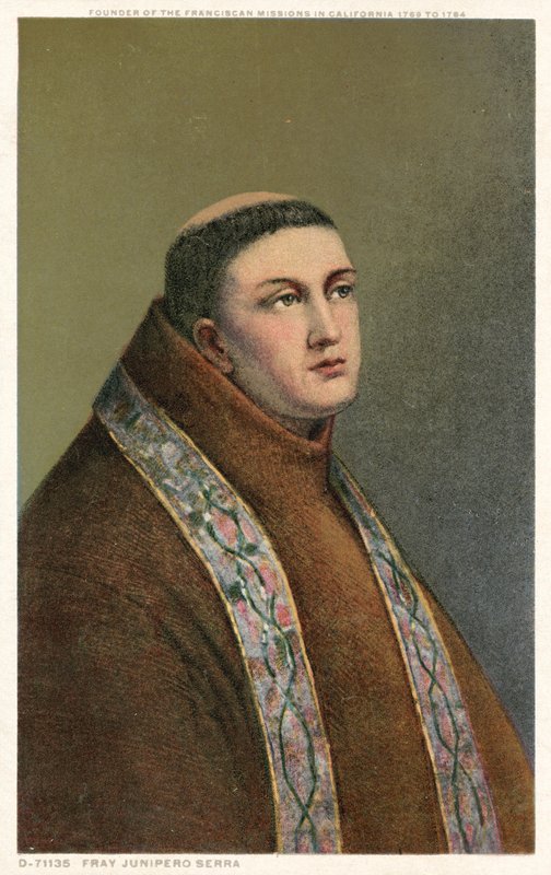 Fray Junipero Serra, fondatore delle missioni francescane in California dal 1769 al 1784 da American School