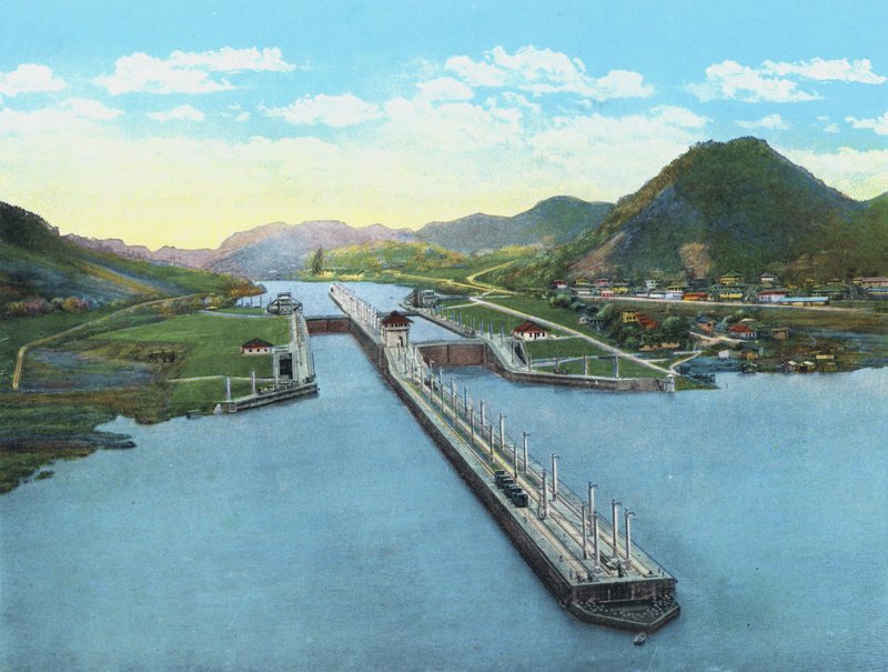 Veduta aerea delle chiuse di Pedro Miguel, Canale di Panama da American Photographer (after)