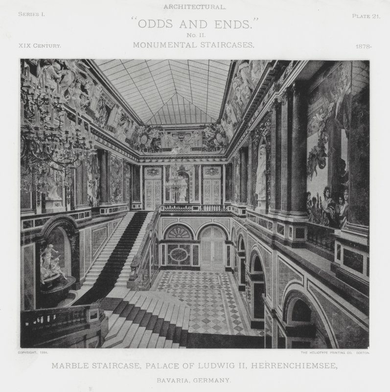 Scala di Marmo, Palazzo di Ludwig II, Herrenchiemsee, Baviera, Germania (foto in b/n) da American Photographer (after)