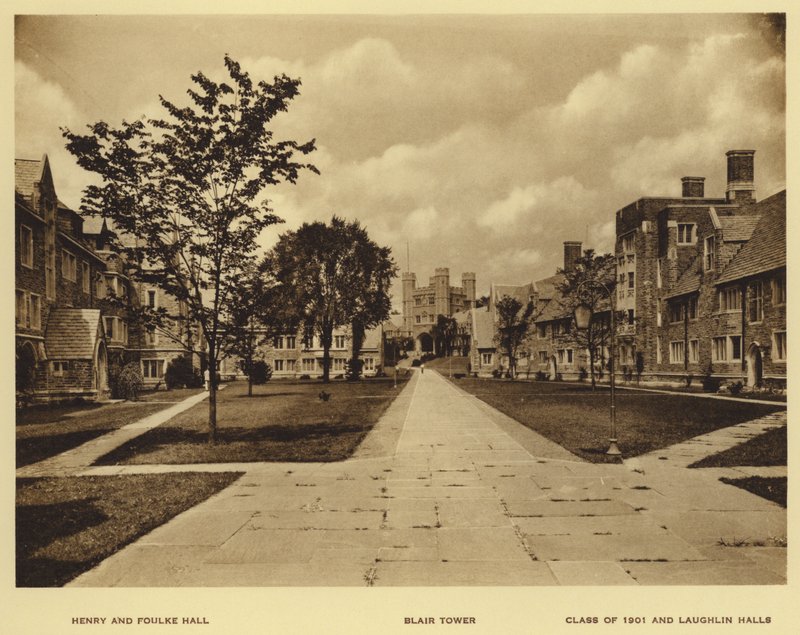 Università di Princeton: Henry e Foulke Hall; Blair Tower; Class of 1901 e Laughlin Halls da American Photographer (after)