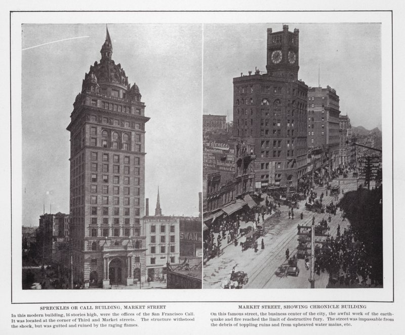 San Francisco: Edificio Spreckles o Call, Market Street; Market Street, con l
