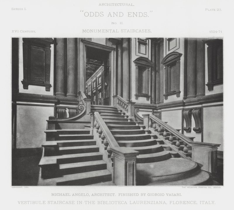 Scala del vestibolo nella Biblioteca Laurenziana, Firenze, Italia da American Photographer (after)
