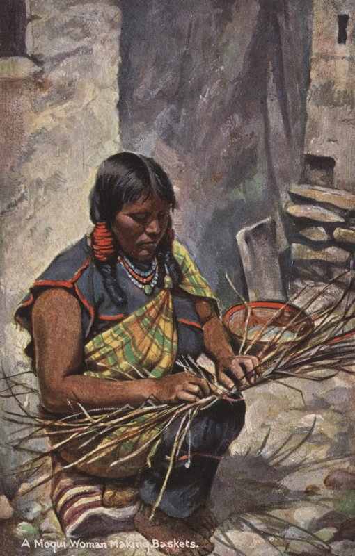 Una donna Moqui che realizza cesti, Arizona, USA (foto a colori) da American Photographer