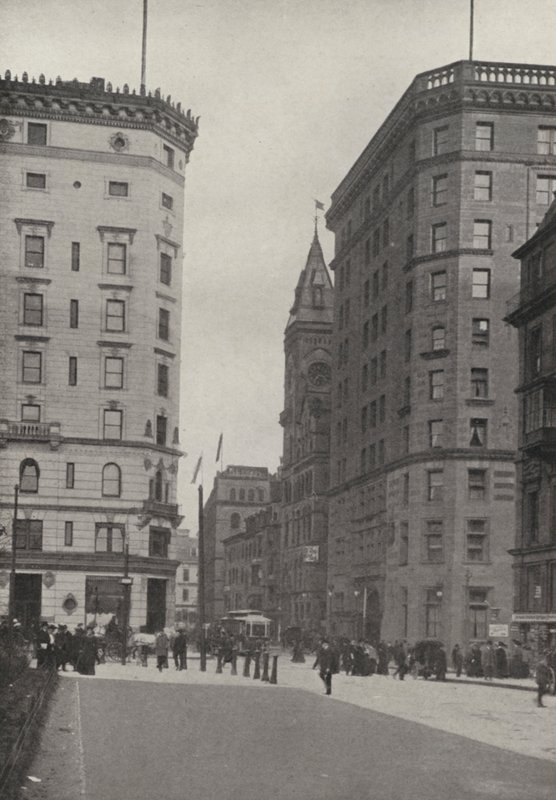 Boston: Tempio massonico, YMCU, Hotel Touraine, Boylston Street (foto b/n) da American Photographer