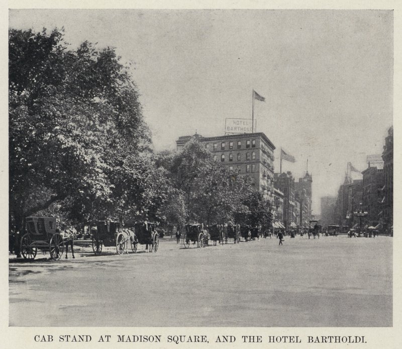 Stazione dei taxi a Madison Square e Hotel Bartholdi da American Photographer