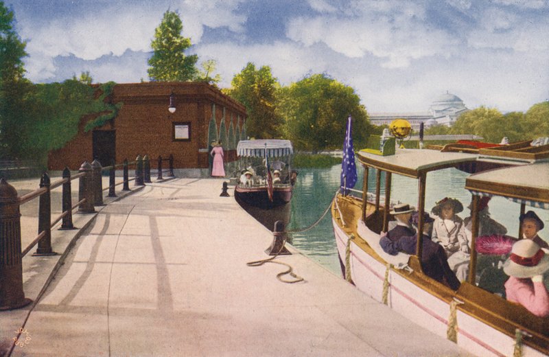 Chicago: Jackson Park Boat House and Excursion Steamers (foto a colori) da American Photographer