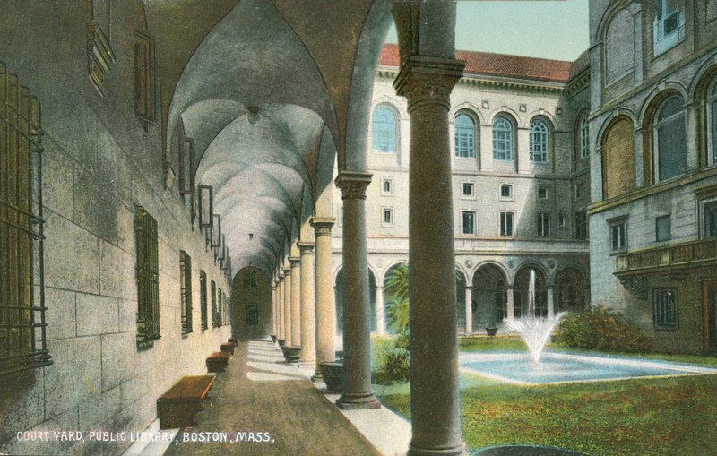Cortile della Biblioteca pubblica, Boston, Massachusetts, USA (foto a colori) da American Photographer