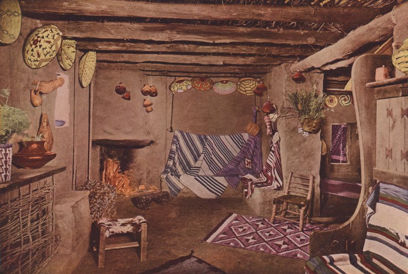 Interno della casa Hopi, Grand Canyon, Arizona (foto a colori) da American Photographer