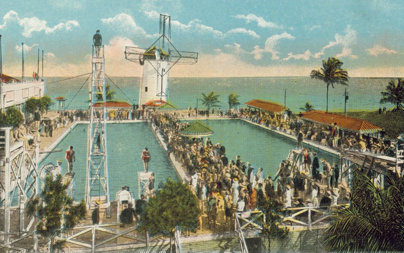Miami, Florida, 1925 circa: Piscina del casinò di Miami Beach (foto a colori) da American Photographer