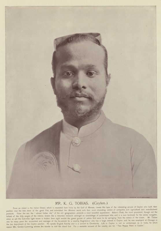 Mr K G Tobias, Ceylon da American Photographer