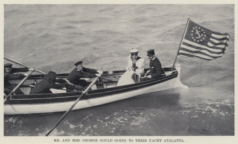 Il signor e la signora George Gould che vanno al loro yacht Atalanta da American Photographer