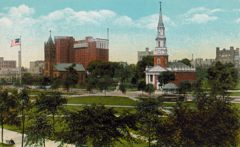 New Haven, Conn: Trinity Church, Taft Hotel e Center Church dall