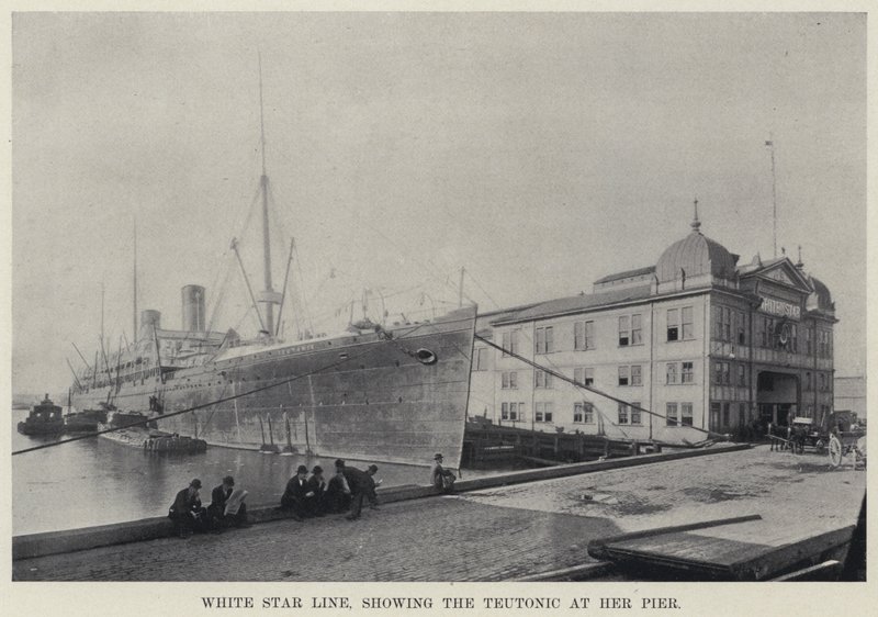 White Star Line, mostrando il Teutonic al suo molo da American Photographer