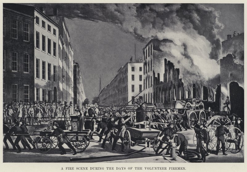 Una scena di incendio durante i giorni dei pompieri volontari da American School